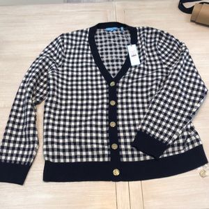 Draper James NWT navy gingham cardigan